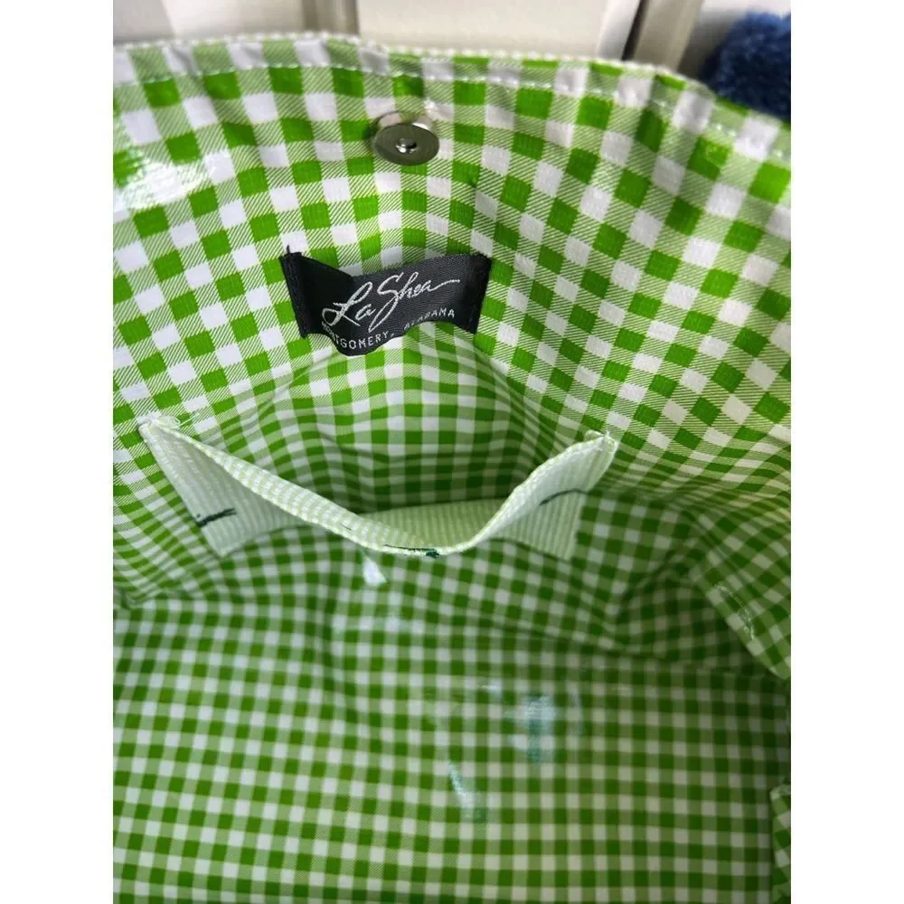 La Shea Montgomery Alabama Preppy Alligator seersucker polkadot bows duffle bag